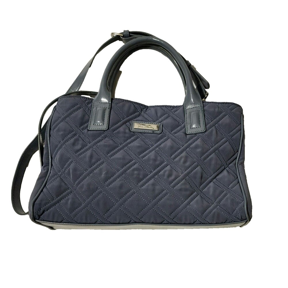 Vera Bradley Womens Purse Solid Gray Quilted 2-Handles Shoulder Strap Pockets